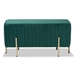 Baxton Studio Helaine Contemporary Glam and Luxe Green Fabric Upholstered and Gold Metal Bench Ottoman - FZD200124-Green-Bench