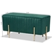 Baxton Studio Helaine Contemporary Glam and Luxe Green Fabric Upholstered and Gold Metal Bench Ottoman - FZD200124-Green-Bench