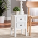 Baxton Studio Caelan Classic and Traditional White Finished Wood 2-Drawer Nightstand - FZC020117-White-NS