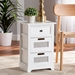 Baxton Studio Pratt Modern and Contemporary White Finished Wood and Rattan 3-Drawer Nightstand - FZ191222-White/Rattan-NS
