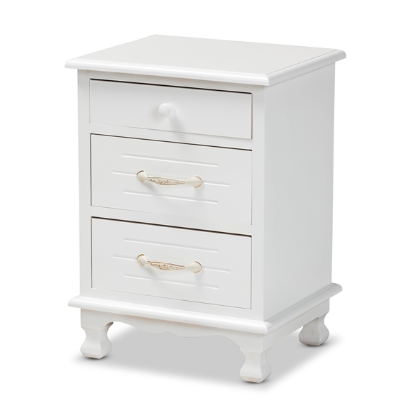 Baxton Studio Layton Classic and Traditional White Finished Wood 3-Drawer End Table
