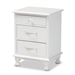 Baxton Studio Layton Classic and Traditional White Finished Wood 3-Drawer Nightstand