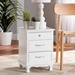 Baxton Studio Layton Classic and Traditional White Finished Wood 3-Drawer Nightstand - FZC180882-White Wooden-NS