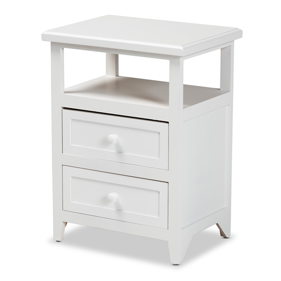Baxton Studio Karsen Modern and Contemporary White Finished Wood 2-Drawer End Table