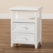 Baxton Studio Karsen Modern and Contemporary White Finished Wood 2-Drawer End Table - FZCabinet190808-White Wooden-2DW-ET