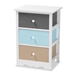 Baxton Studio Kalila Modern and Contemporary White and Multi-Colored Finished Wood 3-Drawer End Table