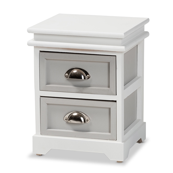 Baxton Studio Cachet Modern and Contemporary Two-Tone Grey and White Finished Wood 2-Drawer End Table