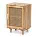 Baxton Studio Maclean Mid-Century Modern Rattan and Natural Brown Finished Wood 1-Door End Table