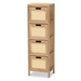 Baxton Studio Paolo Mid-Century Modern Natural Brown Finished Wood and Rattan 4-Drawer Storage Unit