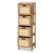 Baxton Studio Paolo Mid-Century Modern Natural Brown Finished Wood and Rattan 4-Drawer Storage Unit - FMA-0073-Tan 4 Drawer-Cabinet