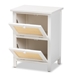 Baxton Studio Sariah Mid-Century Modern White Finished Wood and Rattan 2-Door End Table - FMA-0176-Wooden 2 Drawer-ET