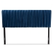Baxton Studio Emile Modern and Contemporary Navy Blue Velvet Fabric Upholstered and Dark Brown Finished Wood Queen Size Headboard - Emile-Navy Blue Velvet-HB-Queen