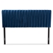 Baxton Studio Emile Modern and Contemporary Navy Blue Velvet Fabric Upholstered and Dark Brown Finished Wood Queen Size Headboard - Emile-Navy Blue Velvet-HB-Queen