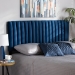 Baxton Studio Emile Modern and Contemporary Navy Blue Velvet Fabric Upholstered and Dark Brown Finished Wood Queen Size Headboard - Emile-Navy Blue Velvet-HB-Queen
