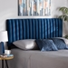 Baxton Studio Emile Modern and Contemporary Navy Blue Velvet Fabric Upholstered and Dark Brown Finished Wood Queen Size Headboard - Emile-Navy Blue Velvet-HB-Queen