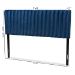 Baxton Studio Emile Modern and Contemporary Navy Blue Velvet Fabric Upholstered and Dark Brown Finished Wood Queen Size Headboard - Emile-Navy Blue Velvet-HB-Queen