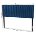 Baxton Studio Emile Modern and Contemporary Navy Blue Velvet Fabric Upholstered and Dark Brown Finished Wood Queen Size Headboard - Emile-Navy Blue Velvet-HB-Queen