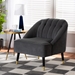 Baxton Studio Ellard Modern and Contemporary Grey Velvet Fabric Upholstered and Two-Tone Dark Brown and Gold Finished Wood Accent Chair - HH-022-Velvet Grey-Chair