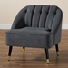 Baxton Studio Ellard Modern and Contemporary Grey Velvet Fabric Upholstered and Two-Tone Dark Brown and Gold Finished Wood Accent Chair - HH-022-Velvet Grey-Chair