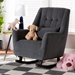 Baxton Studio Elisa Modern and Contemporary Grey Fabric Upholstered and Dark Brown Finished Wood Rocking Chair - HH-009-Velvet Grey-Rocking Chair
