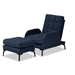 Baxton Studio Belden Modern and Contemporary Navy Blue Velvet Fabric Upholstered and Black Metal 2-Piece Lounge Chair and Ottoman Set