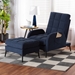 Baxton Studio Belden Modern and Contemporary Navy Blue Velvet Fabric Upholstered and Black Metal 2-Piece Recliner Chair and Ottoman Set - T-3-Velvet Navy Blue-Chair/Footstool Set