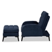 Baxton Studio Belden Modern and Contemporary Navy Blue Velvet Fabric Upholstered and Black Metal 2-Piece Recliner Chair and Ottoman Set - T-3-Velvet Navy Blue-Chair/Footstool Set