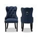 Baxton Studio Fabre Modern Transitional Navy Blue Velvet Fabric Upholstered and Dark Brown Finished Wood 2-Piece Dining Chair Set - HH-041-Velvet Navy Blue-DC