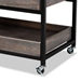 Baxton Studio Laine Modern Industrial Charcoal Finished Wood and Black Metal Wine Cart - 7596-Metal-Cart