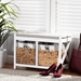 Baxton Studio Abarne Modern and Contemporary Grey and White Fabric Upholstered and White Finished Wood Storage Bench with Baskets - FZC19011-White