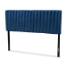 Baxton Studio Emile Modern and Contemporary Navy Blue Velvet Fabric Upholstered and Dark Brown Finished Wood Full Size Headboard - Emile-Navy Blue Velvet-HB-Full