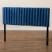 Baxton Studio Emile Modern and Contemporary Navy Blue Velvet Fabric Upholstered and Dark Brown Finished Wood Full Size Headboard - Emile-Navy Blue Velvet-HB-Full