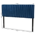 Baxton Studio Emile Modern and Contemporary Navy Blue Velvet Fabric Upholstered and Dark Brown Finished Wood Full Size Headboard - Emile-Navy Blue Velvet-HB-Full