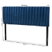Baxton Studio Emile Modern and Contemporary Navy Blue Velvet Fabric Upholstered and Dark Brown Finished Wood Full Size Headboard - Emile-Navy Blue Velvet-HB-Full