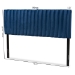 Baxton Studio Emile Modern and Contemporary Navy Blue Velvet Fabric Upholstered and Dark Brown Finished Wood Full Size Headboard - Emile-Navy Blue Velvet-HB-Full