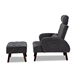 Baxton Studio Haldis Modern and Contemporary Grey velvet Fabric Upholstered and Walnut Brown Finished Wood 2-Piece Recliner Chair and Ottoman Set - T-4-Velvet Grey-Chair/Footstool Set