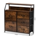 Baxton Studio Jacop Modern Industrial Walnut Brown Finished Wood and Black Metal 5-Drawer Storage Cabinet - 5L-333-5DW-Cabinet
