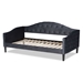 Baxton Studio Benjamin Modern and Contemporary Grey Velvet Fabric Upholstered and Dark Brown Finished Wood Twin Size Daybed - Benjamin-Grey Velvet-Daybed-Twin