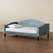 Baxton Studio Benjamin Modern and Contemporary Light Blue Velvet Fabric Upholstered and Dark Brown Finished Wood Twin Size Daybed - Benjamin-Light Blue Velvet-Daybed-Twin