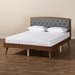 Baxton Studio Ratana Mid-Century Modern Transitional Grey Fabric Upholstered and Walnut Brown Finished Wood Full Size Platform Bed - MG0020-4S-Dark Grey/Walnut-Full