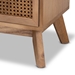 Baxton Studio Baden Mid-Century Modern Walnut Brown Finished Wood 3-Drawer End Table with Rattan - FZC20728-Wood/Rattan-3DW