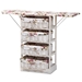Baxton Studio Lacole Modern and Contemporary Multi-Colored Fabric Upholstered and White Finished Wood Drop Leaf Ironing Board Cabinet with Woven Storage Baskets - TLM1848-White/Floral-4 Baskets