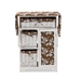 Baxton Studio Abril Modern and Contemporary Multi-Colored Fabric Upholstered and White Finished Wood Drop Leaf Ironing Board Cabinet with Woven Storage Baskets - TLM1849-White/Brown Floral