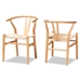 Baxton Studio Paxton Modern and Contemporary Natural Brown Finished Wood 2-Piece Dining Chair Set - DC-541
