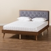 Baxton Studio Larue Modern and Contemporary Grey Velvet Fabric Upholstered and Walnut Brown Finished Wood Full Size Platform Bed - MG0020-1S-Grey Velvet/Walnut-Full