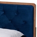 Baxton Studio Larue Modern and Contemporary Navy Blue Velvet Fabric Upholstered and Walnut Brown Finished Wood Full Size Platform Bed - MG0020-1S-Navy Velvet/Walnut-Full