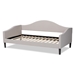 Baxton Studio Milligan Modern and Contemporary Beige Fabric Upholstered and Dark Brown Finished Wood Full Size Daybed - Milligan-Beige-Daybed-Full