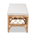 Baxton Studio Orchard Modern Bohemian White Fabric Upholstered and Natural Brown Rattan Bench - Orchard-Rattan-Bench