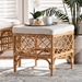 Baxton Studio Orchard Modern Bohemian White Fabric Upholstered and Natural Brown Rattan Ottoman - Orchard-Rattan-Otto