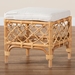 Baxton Studio Orchard Modern Bohemian White Fabric Upholstered and Natural Brown Rattan Ottoman - Orchard-Rattan-Otto